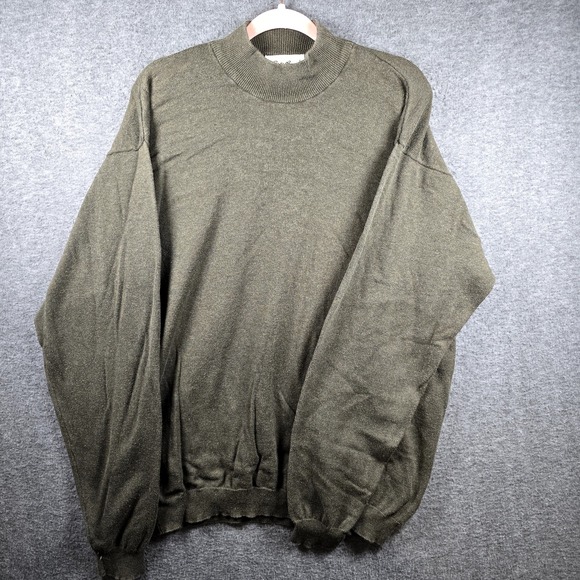 VTG Eddie Bauer Men XL Brown Pullover Sweater Mock‎ Neck Fisherman Soft Comfy - Picture 1 of 9